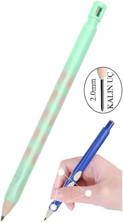 Kalın Uçlu Versatil Kalem 2.0 mm Açık Yeşil 1 Adet ve 2.0 Mm Kalın Uç Siyah 2 Adet Kalın Uçlu Mekanik Kalem