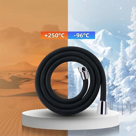 Silikon Duş Hortumu, Siyah,Gri 150 cm, 1/2 Bağlantı, Isıya ve Soğuğa Dayanıklı, Esnek Yapı, Tüm Duş Setleriyle Uyumlu (Siyah)