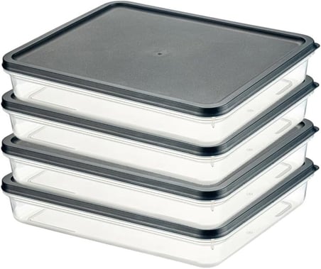 4 Adet Buzdolabı Organizeri – PP Plastik Şeffaf ve Ayarlanabilir Saklama Kabı, Gıdaları Taze Tutan Fresh Box, Çok Amaçlı,Mikrodalga ve Bulaşık Makinesi Uyumlu (Gri, 2600 Ml)