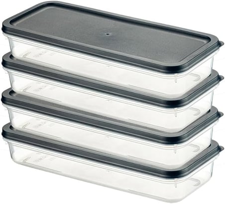 4 Adet Buzdolabı Organizeri – PP Plastik Şeffaf ve Ayarlanabilir Saklama Kabı, Gıdaları Taze Tutan Fresh Box, Çok Amaçlı,Mikrodalga ve Bulaşık Makinesi Uyumlu (Gri, 2600 Ml)