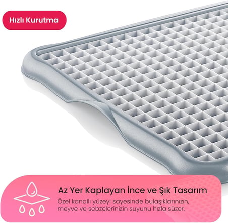 44x35 cm Plastik Bulaşık Süzgeci Mat Izgara Süzgeçli Süzmatik Tezgah Üstü Bulaşık Kurutmalık Büyük Boy Mutfak Süzgeci (ASORTİ RENK)
