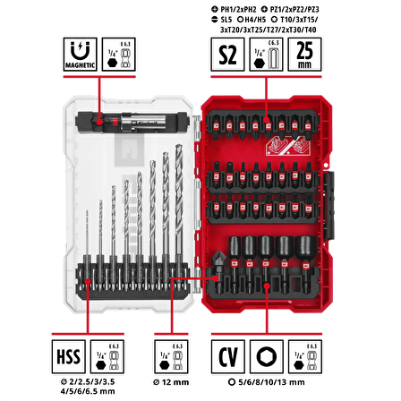 Orijinal Einhell M-CASE 39 parça darbeye dayanıklı bits seti - 49108773