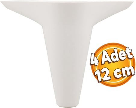 Aspen Mobilya Kanepe Sehpa Puf Koltuk Ayağı 12 cm Beyaz Baza Ayak (4 ADET)
