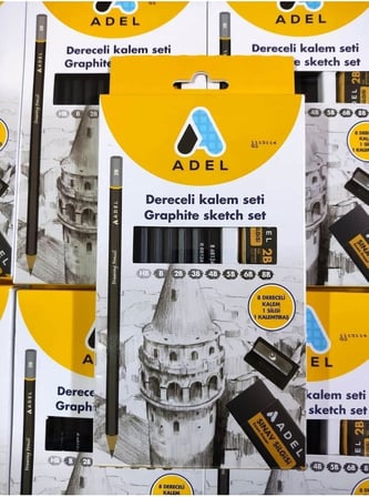 Dereceli Kalem Seti, 8'li Grafite Sketch Set (HB-B-2B-3B-4B-5B-6B-8B)
