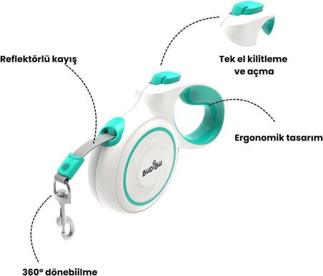 Makaralı Otomatik 5 Metre Geri Çekilebilen Kedi Köpek Gezdirme Tasması XS/S/M