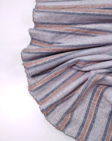 Gri Siyah Tarçın Enine Çizgili Jakarlı Örme Kumaş Hırkalık & Kazaklık 130x250cm