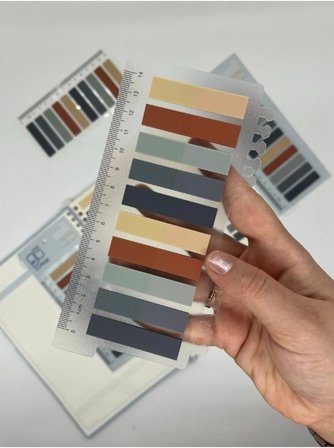 10 Renkli Cetvelli Gri ve Toprak Tonları İndeks Sticker/İndex/Post-it/Postit/Kitap Ayracı/Not Kağıdı