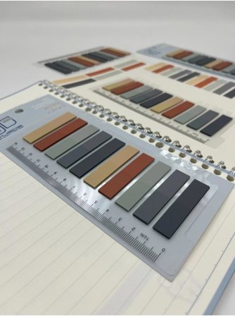 10 Renkli Cetvelli Gri ve Toprak Tonları İndeks Sticker/İndex/Post-it/Postit/Kitap Ayracı/Not Kağıdı