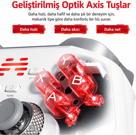 Beitong KP40 TMR Kablosuz Beyaz Gamepad (2.4G, Bluetooth, Kablolu)