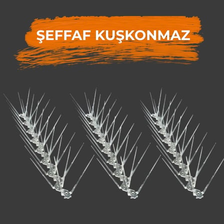 25 Adet Şeffaf Dikenli Plastik Kuşkonmaz Bariyer 50 cm – Kuş Önleyici