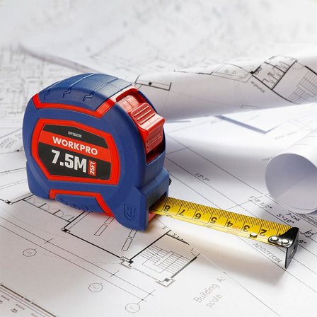 WP261010 7,5Mx25mm/25Ft. Naylon Kaplama Sarı Çelik Şerit Metre