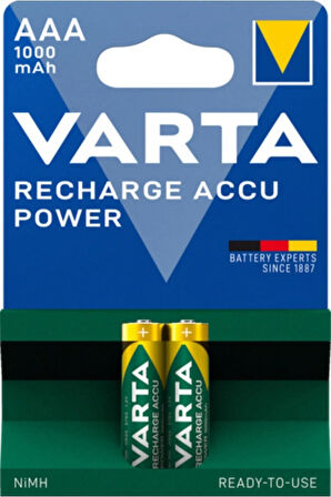 Varta Şarj Edilebilen Accu Ince Pil Aaa 1000 Mah 2 Li Elektronik Cihazlar Için Şarzlı Şarjlı Pil