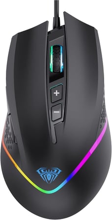 Aula F805 6400DPI RGB 7 Tuşlu Makro Optik Oyuncu Mouse, Siyah