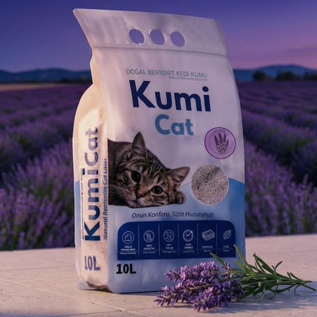 Eko-Premium Rahatlatıcı Etki Lavanta Kokulu Kedi Kumu, Güçlü Topaklanan Bentonit, 10 L