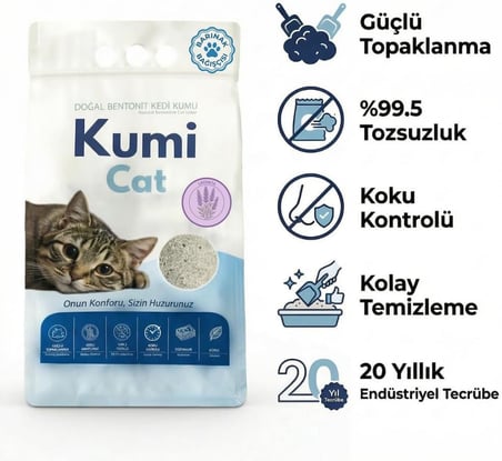 Eko-Premium Rahatlatıcı Etki Lavanta Kokulu Kedi Kumu, Güçlü Topaklanan Bentonit, 10 L