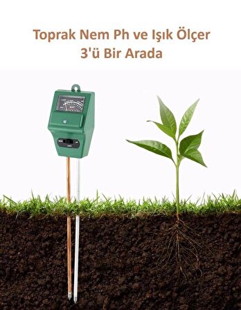 Toprak Nem Ph Metre Ölçer Işık Ölçer Toprak PH Düzenleyici 