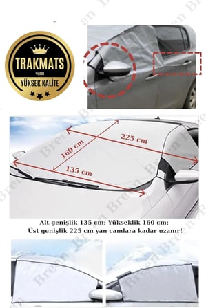 TRAKMATS Toyota Corolla Hybrid 2018-2025 ile Uyumlu Buzlanma Önleyici Kar Örtüsü, Su Geçirmez Ön ve Yan Cam Koruma, 165x225 cm