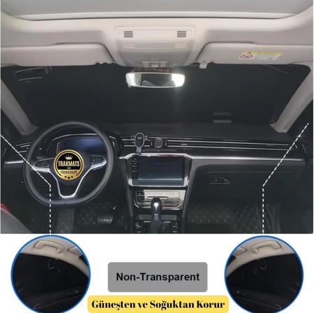 TRAKMATS Toyota Corolla Hybrid 2018-2025 ile Uyumlu Buzlanma Önleyici Kar Örtüsü, Su Geçirmez Ön ve Yan Cam Koruma, 165x225 cm