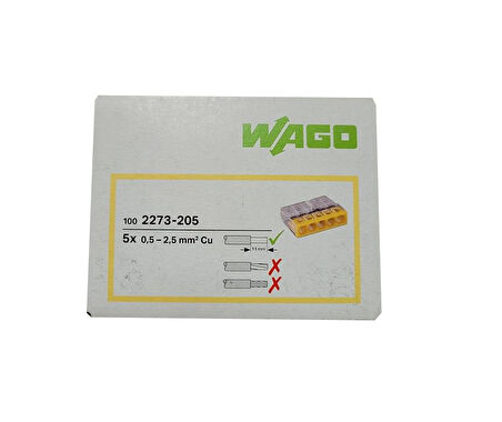 Wago 5 No Buat Klemensi Geçmeli 5x2.5mm 2273-205 (100 Adet)