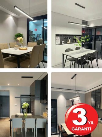 Lineer 150cm SİYAH KASA Ledli Sarkıt Modern Led Avize, Salon, Mutfak, Masa Üstü Avize (4000K (GÜN IŞIĞI))