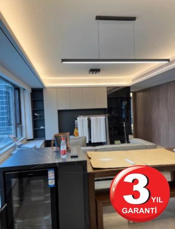 Lineer 150cm SİYAH KASA Ledli Sarkıt Modern Led Avize, Salon, Mutfak, Masa Üstü Avize (4000K (GÜN IŞIĞI))