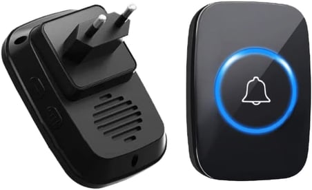 Kablosuz Kapı Zili 2 Buton 1 Alıcı Led Işıklı 300 Metre Mesafe 60 Melodi Ev Ofis Depo