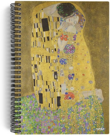 Gustav Klimt/The Kiss, 1907-08 | Spiralli Defter 13 | A5 | Çizgisiz | 100 Sayfa | Sanat