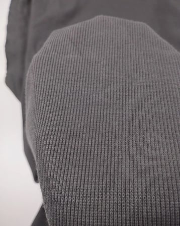 Koyu Gri Renkte Kaşkorse Ribana Kumaş Manşetlik & Yakalık En: 110cm