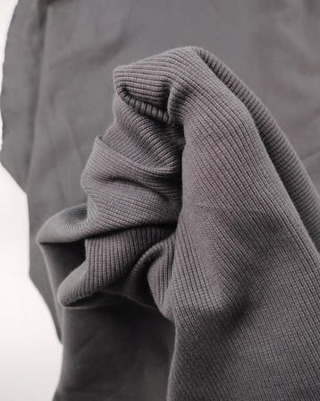 Koyu Gri Renkte Kaşkorse Ribana Kumaş Manşetlik & Yakalık En: 110cm
