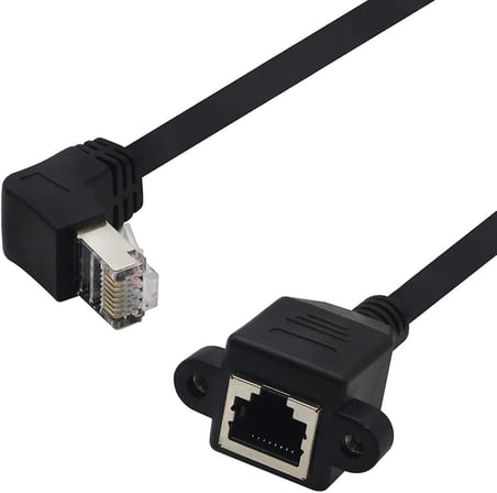 7747 Rj45 Dişi Erkek Uzatma 1.5M Dirsek Köşeli 90 Derece Panel Tipi Cat6 Montaj Kablosu(1.5 Metre)
