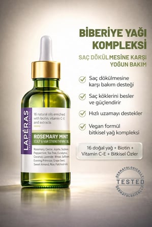 Rosemary Mint Scalp &amp; Hair Strengtening Oil Biberiye Yağı Kompleksi Yıpranmış Dökülen Saçlar İçin Hızlı Saç Uzatan Biotinli Saç Bakımı 50ml