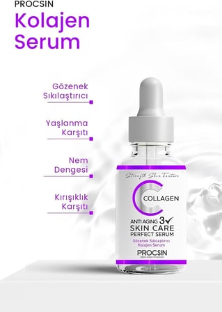 Anti-Aging Kolajen Serum, Kırışıklık Karşıtı &amp; Gözenek Sıkılaştırıcı, Yaşlanma Karşıtı &amp; Cilt Yenileyici, Günlük Bakım, 20 ML