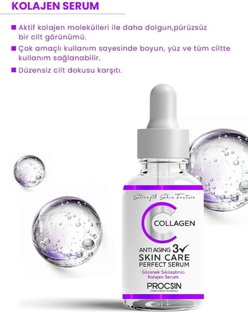Anti-Aging Kolajen Serum, Kırışıklık Karşıtı &amp; Gözenek Sıkılaştırıcı, Yaşlanma Karşıtı &amp; Cilt Yenileyici, Günlük Bakım, 20 ML