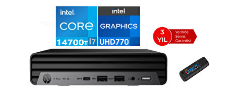 Hp Pro Mini 400 G9 Intel Core İ7-14700T 96GB Ddr5 512GB SSD WINDOWS11HOME Mini Masaüstü Bilgisayar 99H6W3ET57+ZETTAUSBBELLEK