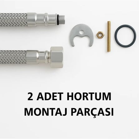Lavabo Bataryası Paslanmaz Çift Su Girişli Garantili