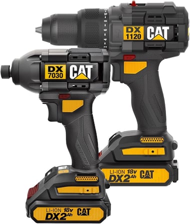 DXK201 18Volt/2.0Ah Li-ion Çift Akülü Kömürsüz Profesyonel Şarjlı Darbeli Matkap + DX7030 Kömürsüz Darbeli Tornavida + DA01903 201 Parça Uç Seti Kombo Set