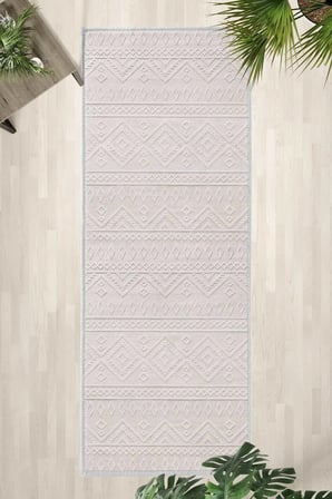 Dokumabeyaz Modern Dijital Baskı Yıkanabilir Kaymaz Yolluk Halı