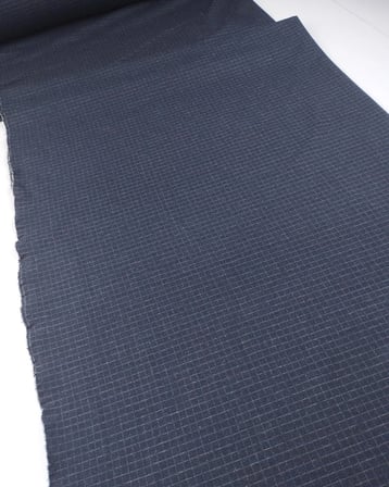Lacivert Gri Minik Kare Desenli Jakarlı İnterlok Kumaş Hırkalık & Kazaklık En: 140cm