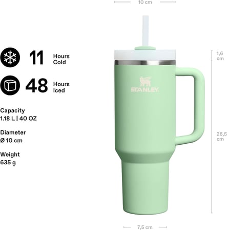 STANLEY Quencher H2.0 FlowState Pipetli Termos Bardak 1.18 Litre - Pistachio | Paslanmaz Çelik