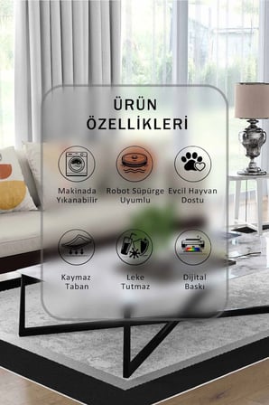 Yıkanabilir Kaymaz Taban Dijital Baskılı Halı ve Yolluk – Leke Tutmaz Salon & Mutfak Halısı