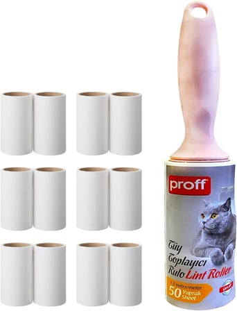 grimor life Tüy Toplayıcı Rulo Yapışkanlı 12 Li Yedek Rulo (Kedi - Köpek Tüy Toplayıcı)