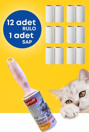 grimor life Tüy Toplayıcı Rulo Yapışkanlı 12 Li Yedek Rulo (Kedi - Köpek Tüy Toplayıcı)