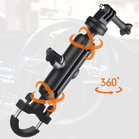 CAMOLO GoPro Hero 10/9/8/7/6/5/4 aksiyon kameraları ve daha fazlası için kamera tutucu tutucu, 360 ° gidon kamera tutucu, 1/4 dişli, Moto bisiklet gidonu için