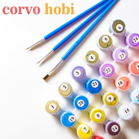 Sayılarla Boyama Tuval Hobi Seti, JAPON KEDİ Temalı Fırça ve Boya Dahil Set (Çıtalı) 40x50 CM, Kendin Yap Sayılarla Tuval Boya Kiti (KASNAKLI)