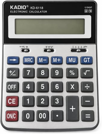Hesap Makinesi, 12 Haneli, Büyük LCD Ekranlı, Güneş Enerjili, Pil Destekli, Otomatik Kapanmalı, Masaüstü, Ofis, Muhasebe, Okul Hesap Makinesi (Büyük Boy)
