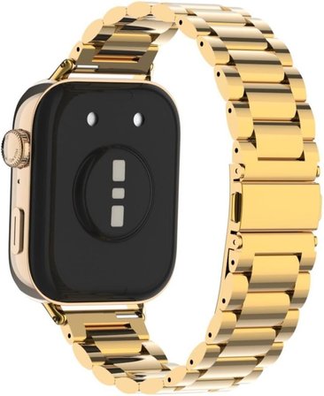 Huawei Watch Fit 4 İle Uyumlu Paslanmaz Çelik Kordon Ayarlanabilir Metal Kayış + Ayarlama Aparatı Gold