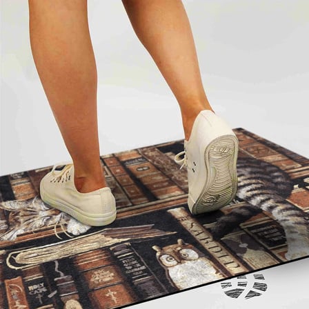 Tasarımlı Dekoratif Kapı önü Paspas, Dış Mekan/Ev İçi/Banyo/Mutfak/Yatak Odası/Giriş Paspasları (Uykucu Kedi, 45X70)