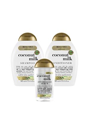 OGX Besleyici Coconut Milk Sülfatsız Şampuan ve Bakım Kremi 385ml+Serum 100ml