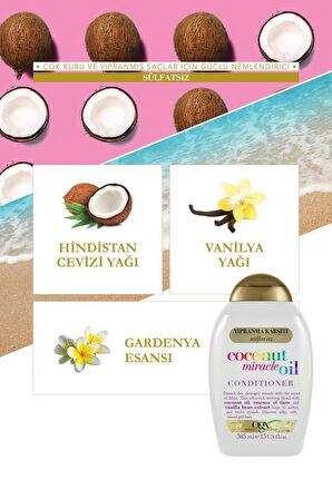 Ogx Yıpranma Karşıtı Coconut Miracle Oil Sülfatsız Bakım Kremi 385 ml X2