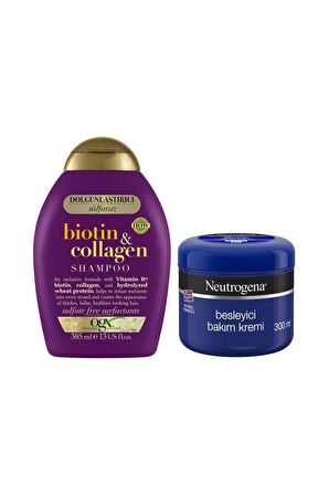 OGX Biotin Kolajen Sülfatsız Şampuan 385Ml + Neutrogena Krem 300 Ml